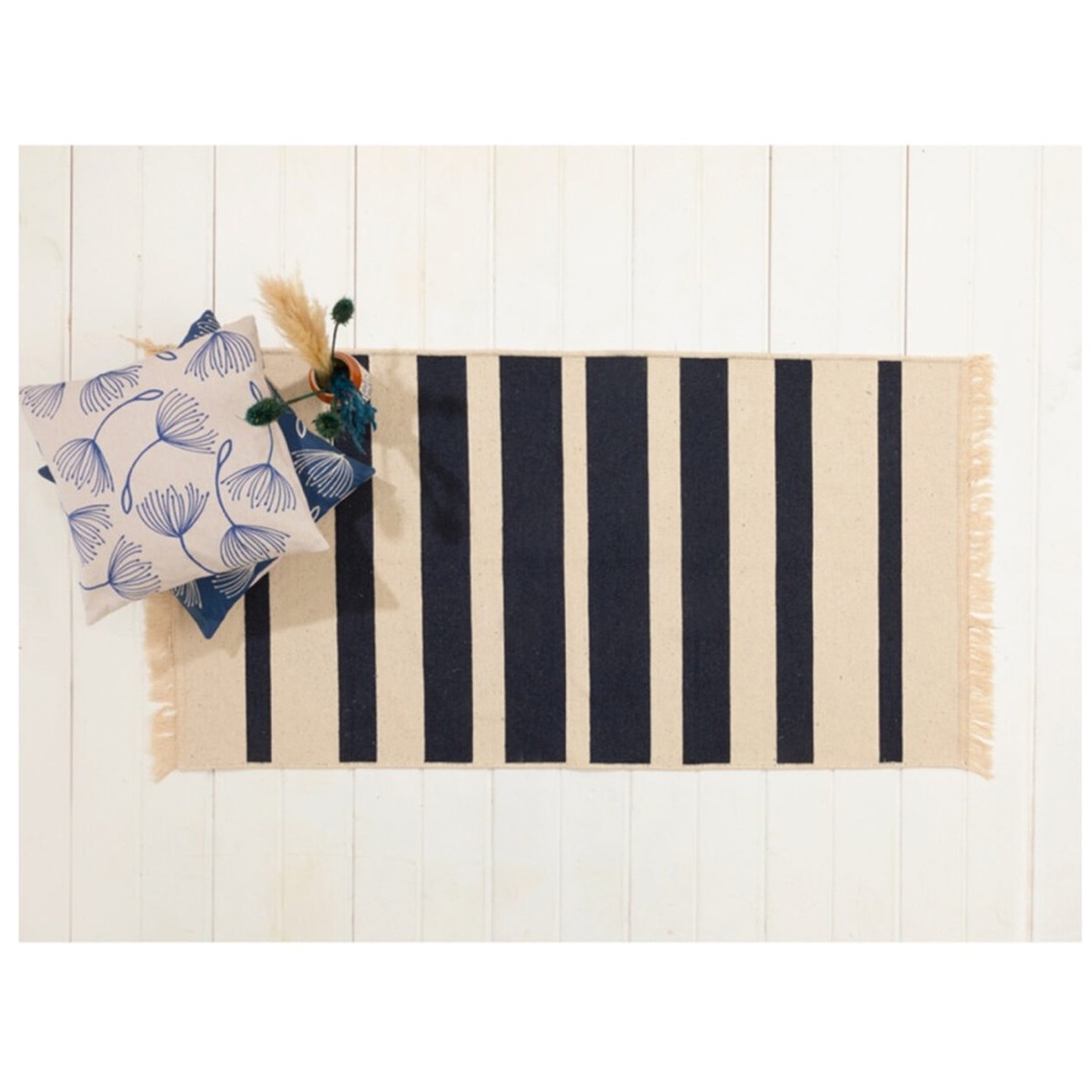 Boho Rug Turkish Cotton Cream Black